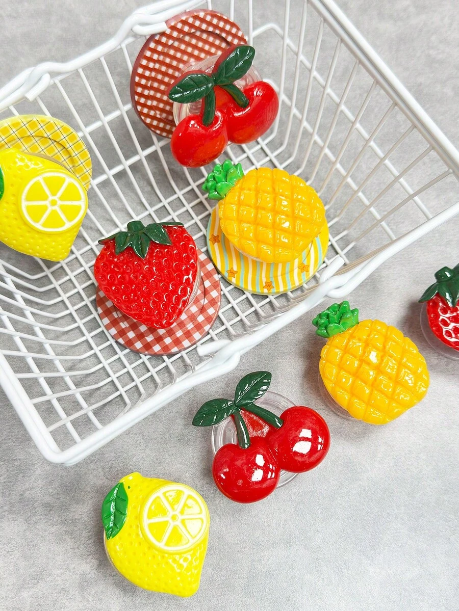 1个可爱水果造型磁性手机支架，兼容MagSafe，时尚沙滩风手机支架，女士适用 - 彩色 - 查看 1