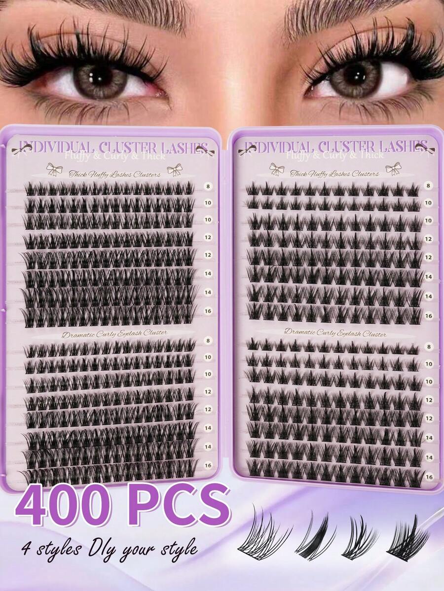 Bộ 400 sợi mi giả, uốn chữ C, số lượng lớn, chất lượng tốt nhất với giá thấp nhất, mi giả tự làm mới, mềm mại, mi giả 3D lông chồn, mi giả, trang điểm, nối mi, mi ngắn, tự làm mi, mi sáng màu, nối mi giả tự làm tại nhà - C - Xem 1