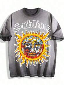 New Hot Selling2026 Summer Tops Retro Sun Face Skull Print, Men's T-Shirt, SUBLIM Band Style Free Theme Loose Short Sleeved ShirtLoose And Comforta - 查看 1
