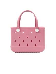 1pc Large Capacity Practical EVA Beach Tote Bag, EVA Women's Beach Handbag With Breathable Holes - Lightweight Durable Solid Color Open Design, Large Waterproof Washable Sturdy Open Tote Bag, Suitable For Beach, Pool, Sports, Pool Side, Shopping And Picnic - Fashionable Holiday Accessory, Beach Bag, Holiday, Casual Outing, Festival Gift, Leisure Use, Stylish Tote Bag | Vibrant Tote Bag | Durable Tote Bag, Cute Tote Bag, Christmas Gift, Shopping, Swimming, Work, Travel - Multicolor - View 12