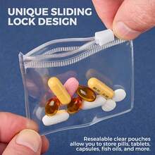 5/10/20Pcs Self-Sealing Medicine Storage Bags With Zipper, Reusable Clear Plastic Pill Bags, Portable Travel Medical Organizer Pouches, Multipurpose Storage For Jewelry, Small Gadgets & Daily Accessories - Multicolor - View 1