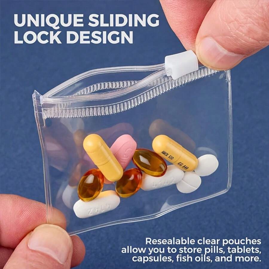 5/10/20Pcs Self-Sealing Medicine Storage Bags With Zipper, Reusable Clear Plastic Pill Bags, Portable Travel Medical Organizer Pouches, Multipurpose Storage For Jewelry, Small Gadgets & Daily Accessories - Multicolor - View 1
