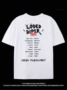 Soft Casual Cotton Loded Diper World Tour Double-Sided Print Unisex Crewneck Short Sleeve T-Shirt, Loose Summer Rock Graphic Tee For Men And Women - 白色 - 查看 4
