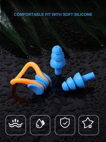 1 Juego de Pinza Nasal + 2 Tapones para los Oídos, Equipo de Protección Auditiva Antiagua de Silicona para Natación, 5 Opciones de Color - Juego de tapones para los oídos y pinzas para la nariz - Ver 3