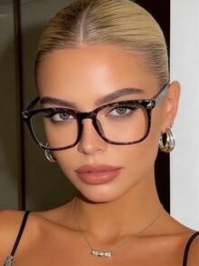 1 Pair/3 Pairs Geometric Frame Men's Modern Minimalist Elegant Transparent Glasses, Suitable For Back To School, Office, Reading, Daily Life And Accessories - Clear - View 2