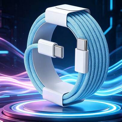 60W USB-C To Type-C Fast Charging Data Cable, Long Nylon Braided Type-C Charging Cable, USB-C Power Cord, Compatible With IPhone 17/16/15 Pro Plus/Pro Max, Galaxy S25/S24/S23/S22, Pro/Air And Other Phones