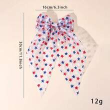 1pc 250th Anniversary Of American Independence Large Bow Hair Clips, Tulle Star Pattern Spring Clips, Red White Blue Patriotic Themed Party Decorative Hair Accessories, Party And Festival Photo Headpieces - 彩色 - 查看 5