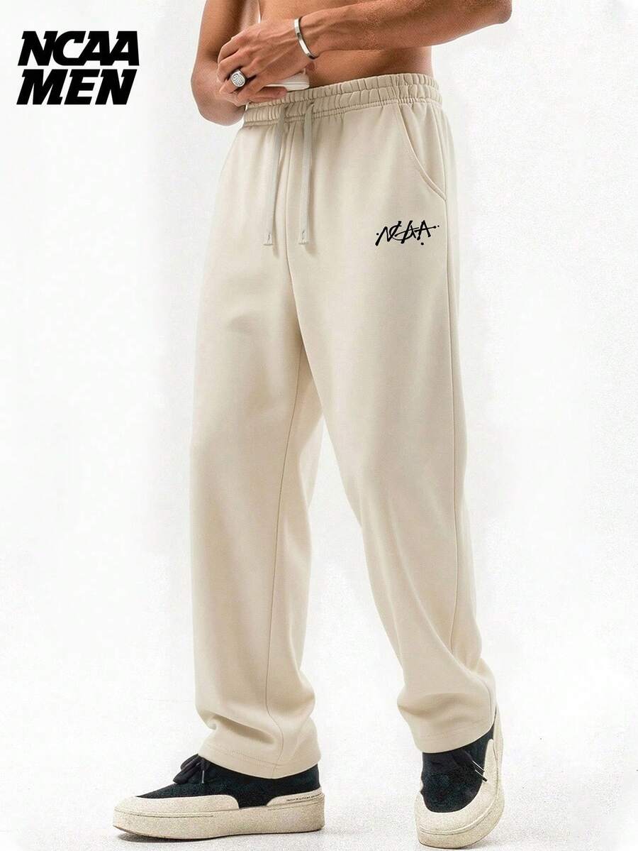 Quần áo đôi đồng bộ, quần nỉ ống rộng dáng suông unisex, quần thể thao thường ngày, quần đôi cho bạn trai, bạn gái, chồng, vợ, quà tặng kỷ niệm, mùa xuân, mùa hè, mùa thu. - Màu be - Xem 1