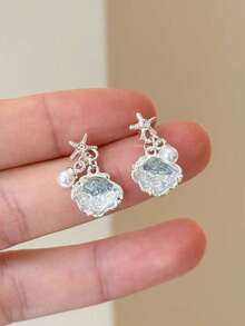 2 đôi bông tai hình sao biển và vỏ sò bằng bạc, kiểu dáng tối giản, thanh lịch, thích hợp đeo hàng ngày khi đi nghỉ mát ở bãi biển dành cho nữ. - Như thể hiện trong hình ảnh - Xem 5