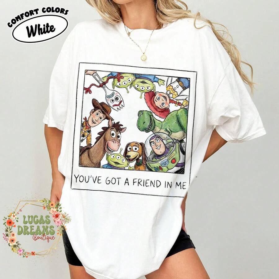 Buy Retro Toy StoryShirt, Watercolor PixarFriend In Me Tee, Vintage Woody Buzz Jessie Shirt, Disney2026 Family Trip - trắng - Xem 1