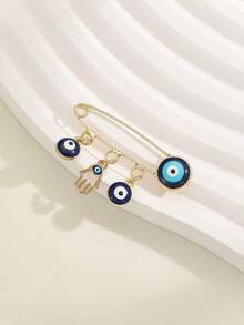 一款简约优雅的欧美风格恶魔之眼花朵胸针，适合女性度假、约会和休闲场合佩戴。 - 彩色 - 查看 4