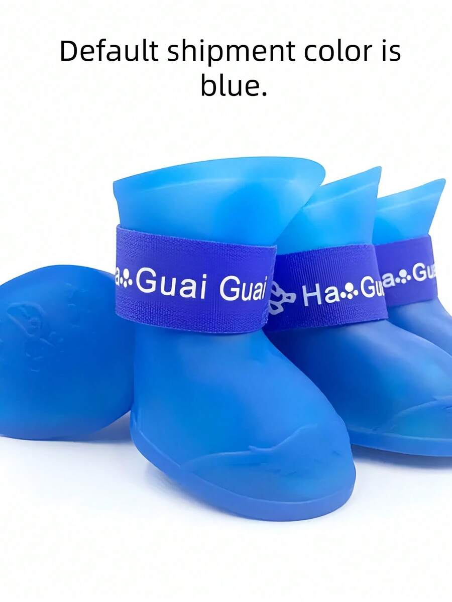 4 đôi ủng cổ ngắn ngoài trời cỡ S/M/L/XL cho mèo và chó, giày thú cưng chống thấm nước, ủng cao su chống trượt, phụ kiện thú cưng, bọc chân chó chống trượt đế mềm, giày ấm cho thú cưng mùa thu/đông - Nhiều màu - Xem 1