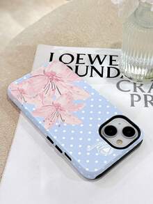 1个亮面百合波点图案二合一Phirim全包硬壳手机壳，适用于三星/11/12/13/14/15/16/17 Pro Max - 彩色 - 查看 3