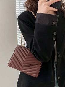 Chain Flap Square Bag QGQN - 棕色 - 查看 5