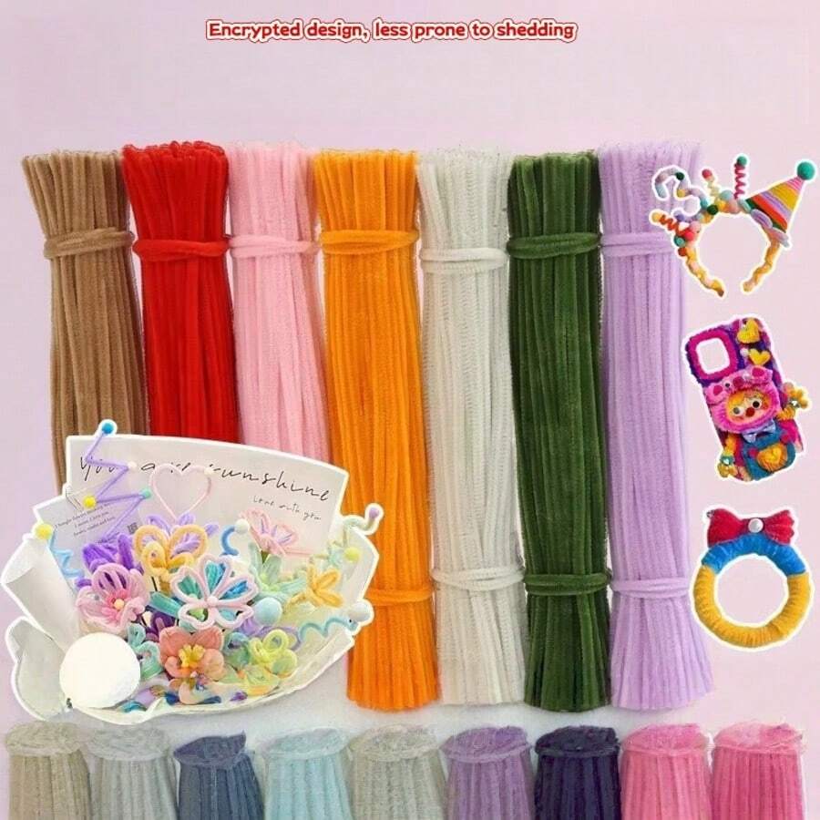 100pcs/300pcs Creative Felt Strips, Multi-Color Options, Dense & Thick, Won't Fall Off Easily. DIY Craft Material, Bouquet Making Accessory, Fluffy & Soft. Suitable For Creative DIY Projects And Home Decor. Versatile Use, Can Be Crafted Into Various Shapes, Great For Gift Making. Soft & Fluffy - Multicolor - View 1