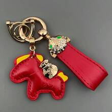 1 pieza Llavero/Adorno para bolso con forma de zorro y caballo con cristales, llavero que trae riqueza - Zorro incrustado de diamantes - Ver 10