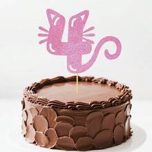 1-4 Years Old Birthday Cat Theme Cake Topper - Bamboo Pet Friendly Decor, Pink/Black Cat Silhouette, Suitable For Pet Parties, Cat Themed Celebrations, And Adorable Age Marking Cake Decorations - View 18
