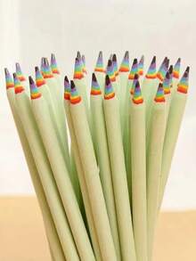 7支装彩虹铅笔，HB笔芯，纸质彩虹铅笔，书写铅笔，小学文具，学习用品，返校季，节日礼物 - 預設 - 查看 9