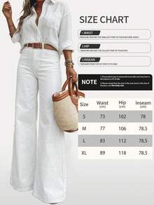 Light Blue Washed Flare Wide Leg Jeans, Relaxed Fit Suitable For Daily Commute Casual White - White - View 6