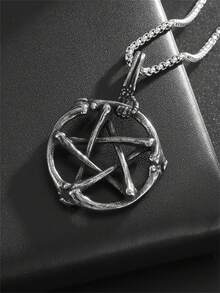 1件新款时尚经典复古骷髅头五角星吊坠，男女皆宜，嘻哈朋克摇滚街头风礼物 - 時尚 - 查看 7