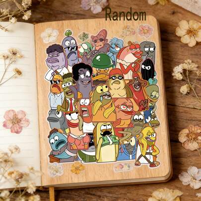 SpongeBob SquarePants 50张随机趣味比基尼泳裤表情贴纸，可爱独特风格，防水，可移除，美观实用，适用于水瓶、笔记本电脑、手机壳、行李箱、DIY手工、派对礼品等。也适合作为学生、男孩、女孩和成人的返校和毕业礼物。