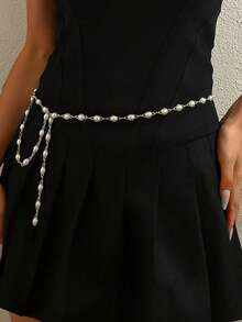 Fashionable Metal Faux Pearl Waist Chain, Versatile Women's Dress Jewelry Body Chain Accessoryfestival - Pearl Waist Chain - View 2