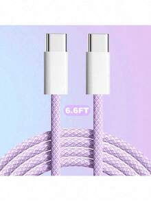 USB C Cable, 3 Packs 3.3/6.6FT 60W USB C To USB C Charger Cable Braided Colorful Type C Fast Charging Cable Cord Compatible With IPhone17/16/15/Pro/Max/Plus/ Pro/Air/Galaxy/Android/Laptop - Multicolor - View 7