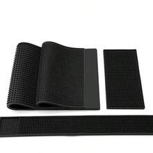 1 buah Alas Pengeringan Bar Lipat, Bantalan Isolasi Panas Silikon Lembut, Alas Gelas Bahan PVC, Cocok Untuk Pengeringan Meja Bar atau Kedai Teh Susu, Dapat Digunakan Sebagai Alas Isolasi Panas dan Pengontrol Air - Hitam - View 3