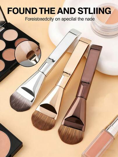 3 件套：1 支超薄舌形粉底刷、圆头面部轮廓刷、扁平轮廓刷、符合人体工学的手柄、尼龙刷毛、易于清洁、柔软亲肤、适用于各种液体粉底、打造自然妆容、适合化妆新手、便携式粉底刷、旅行和出差的完美之选、世界杯妆容的最佳选择。