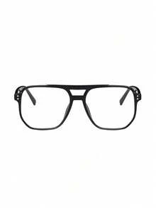 1 Pair Women's Oversized Polygon Frame TR Temple Fashion Street Style Glasses, Suitable For Summer Beach Vacation, Travel, Beach, School - Clear - View 6