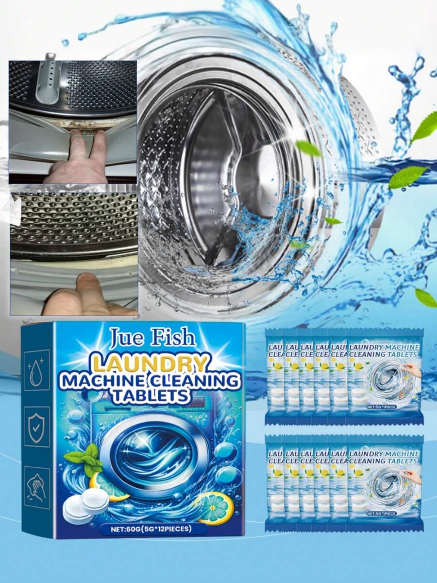洗衣机清洁泡腾片，洗衣机滚筒去污剂，污垢清洁剂，除臭泡腾片 - 固體 - 查看 1