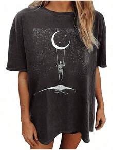 Women's Tops Letter Tee Graphic T-Shirts,Vintage Shirts For Women Cute Graphic Tee Spring Short Sleeve Tops Oversized Tshirts Unisex Halloween T-Shirt - 復古圖案 T 卹 #A1 - 查看 14