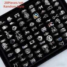 Bộ 20 chiếc nhẫn hình đầu lâu nhện phong cách punk cổ điển, phù hợp cho cả nam và nữ, có thể phối nhiều kiểu, phong cách gothic u tối, thích hợp cho Halloween, tiệc tùng, các dịp lễ hội. - Bộ 20 chiếc nhẫn phong cách Punk Hip Hop hỗn hợp - Xem 7