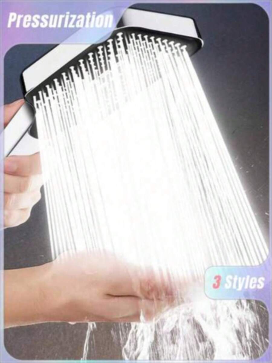 1 vòi sen vuông áp lực cao với lỗ thoát nước lớn, lưu lượng nước cao, vòi sen cầm tay dùng trong nhà. - Đầu vòi sen - Xem 1