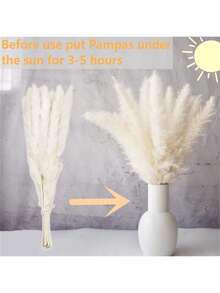 117 PCS Dried Pampas Grass Bouquet, Boho Table Decor, Bunny Tails Dried Flowers, Brown Pompas, White Pampas Grass For Wedding, Home, Rustic Party, Baby Shower Decorations - Multicolor - View 7
