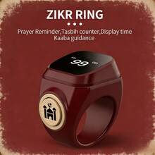 Anillo contador inteligente con pantalla OLED, recordatorio de vibración de la hora de oración musulmana, sincronización con aplicación Bluetooth, brújula Qibla, regalo - Ver 5
