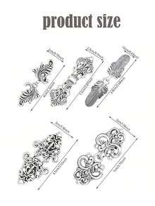 5pcs Vintage Collar, Brooch, Shawl Clip, Cardigan Clip, Poncho Clip Set - Silver - View 9