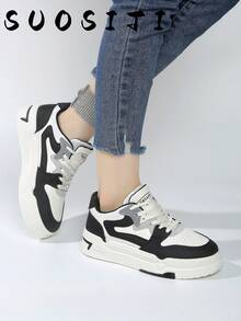 Women's Sporty Black Outdoor Sneakers Skate - Black - View 4