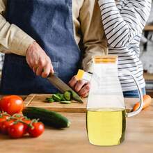 1pc 1000ml Glass Oil Bottle With Handle And Scale, Kitchen Vinegar And Cooking Oil Container, Easy To Pour And Clean, Household Essential, Kitchen Necessity, Kitchen Accessory - View 9
