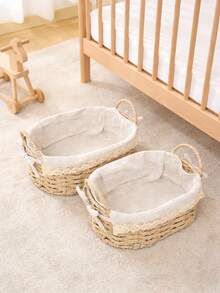 1 Bộ Giỏ đựng đồ bằng dây gai đan thủ công hình hoa cúc - Dung tích trung bình, cấu trúc chắc chắn, bên trong mềm mại, tay cầm hai bên tiện lợi dễ mang theo, phù hợp để trên bàn trang điểm, kệ phòng trẻ em, bàn thay tã - Giỏ đựng đồ đa năng cho bé, có thể đựng tã, khăn quấn, đồ chơi, đồ ăn nhẹ, hoàn hảo làm quà tặng tắm em bé và trang trí phòng trẻ em - Giỏ đựng đồ cho phòng bé - Hộp lưu trữ - Xem 8