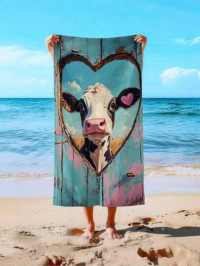 1 chiếc/Khăn tắm biển cỡ lớn hình trái tim bò dễ thương, 90cm x 180cm - Khăn tắm biển họa tiết ván gỗ màu xanh cổ điển, siêu mềm, thấm hút tốt, phụ kiện đi biển dành cho nữ, chất liệu sợi nhỏ nhanh khô, vật dụng cần thiết khi đi biển, nhẹ và dễ mang theo, chống gió, chống nắng, chống cát, đồ dùng cắm trại thiết yếu, thích hợp cho du lịch mùa hè, phòng tắm, bơi lội, tập thể dục, yoga, cắm trại, quà tặng tiệc tùng, quà tốt nghiệp, quà cô dâu/phù dâu, trang trí nhà cửa cho nữ, unisex, nhiều kích cỡ.