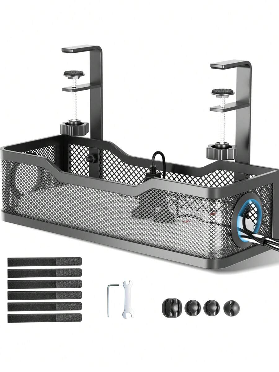Cable Management Under Desk Tray, No Drill Cable Management Box With C For Wire Organization, Cord Organizer For Office, Home - No Damage To Desk (Black),39412130 - màu đen - Xem 1