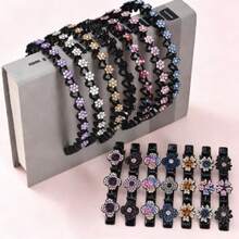 10pcs/Set Plum Blossom Rhinestone Headbands & Hair Clips, Bangs & Texture Hair Accessories Combo (5 Headbands + 5 Hair Clips) Travel Accessories Hair Band Diadema Hair Hoop - Multicolor - View 1