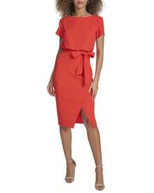 Kensie Crepe Scuba Midi Dress - Orange - View 1
