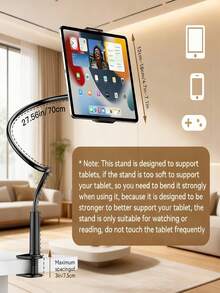 1pc 360° Flexible Gooseneck Holder - Stable, Universal Phone/Tablet Stand, Adjustable Angle, Easy To Use, Practical Design, Clamp Style, Soft Tube Material, Solid Color, 27.56 Inches Long - 1 Item - View 9