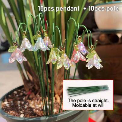 20 chiếc cọc trang trí sân vườn, hình hoa linh lan sống động như thật, lấp lánh dưới ánh nắng mặt trời, bộ cọc gỗ mini trang trí sân vườn, cây trồng trong chậu ngoài trời và cảnh quan trang trí, chậu cây mọng nước và mô hình bonsai thu nhỏ, trang trí sân, vườn, chậu cây, đồ trang trí thu nhỏ cho năm mới, ngày lễ tình nhân, bao gồm 10 mặt dây chuyền hoa linh lan và 10 thanh đỡ.