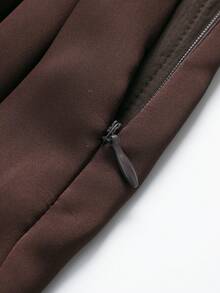 Women's Solid Color Pleated Casual Versatile Daily Wear Mini Skirt Spring - Brown - View 4