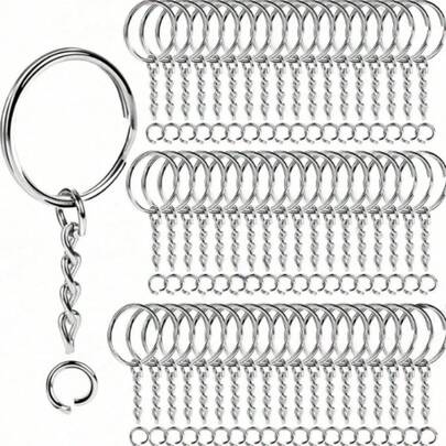 Kit d'outils complet pour la fabrication de porte-clés en soi - Accessoires de porte-clés avec anneaux divisés, matériaux de chaîne de suspension pour bijoux DIY