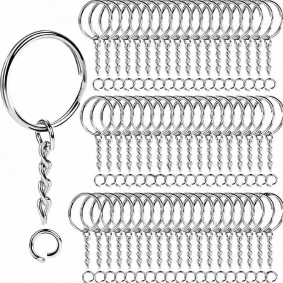 DIY钥匙扣制作工具包 - 含开口环的钥匙扣配件，DIY珠宝挂链材料 - 彩色 - 查看 1