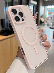 1 chiếc ốp lưng điện thoại từ tính bằng acrylic màu trơn mới, tương thích với Apple 16 Pro Max, 11/12/13/14 Plus, XR/7/8 Plus, 15 Pro Max, 17/17 Ari/17 Pro Max - Hồng - Xem 1